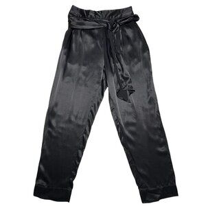 Anthropologie Ettitwa Size 6  lack High-Waisted Tie-Waist Pants Viscose Career